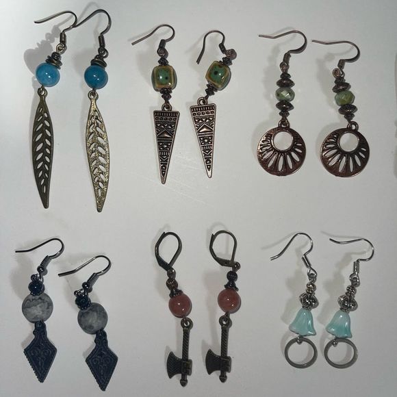 Earring Lot 10 Pair Hand Crafted Artisan Earrings Bohemian Earrings NEW # 192 - Picture 4 of 8